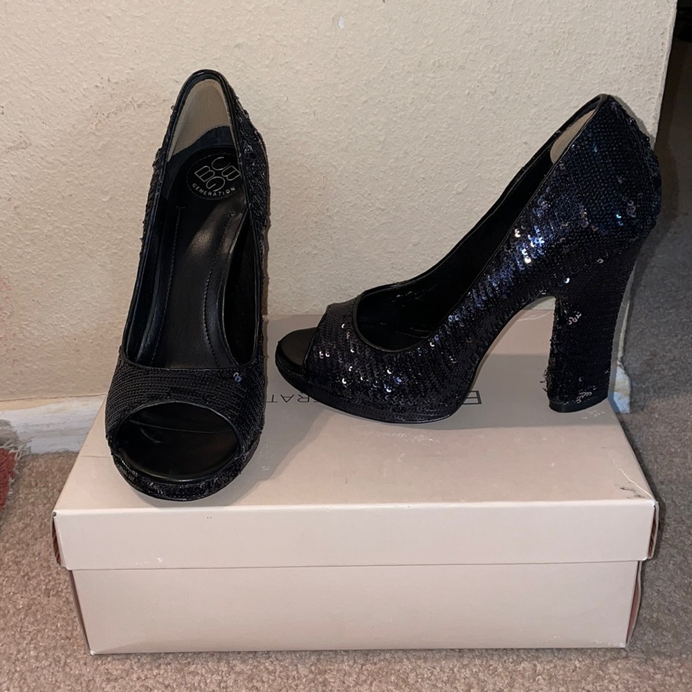 Black sequin BCBG heels size 7